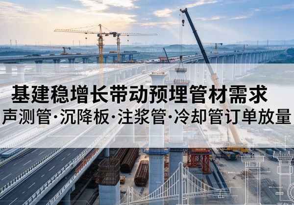 喜德基建稳增长带动预埋监测管材需求，声测管、沉降板、注浆管订单持续放量